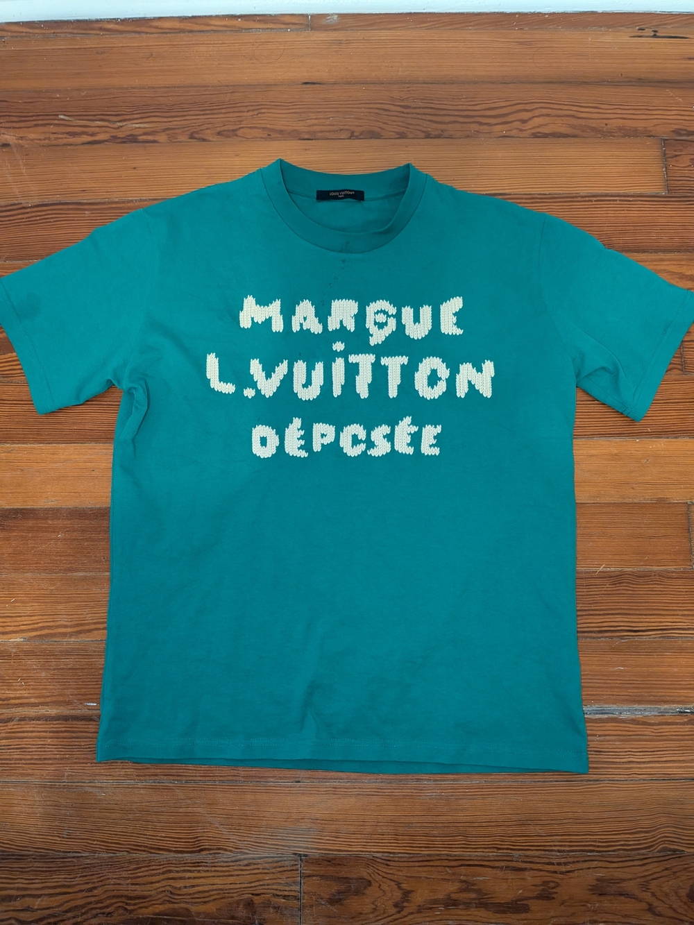 SS26 - Louis Vuitton Embroidered Green T-Shirt AUTHENTIC